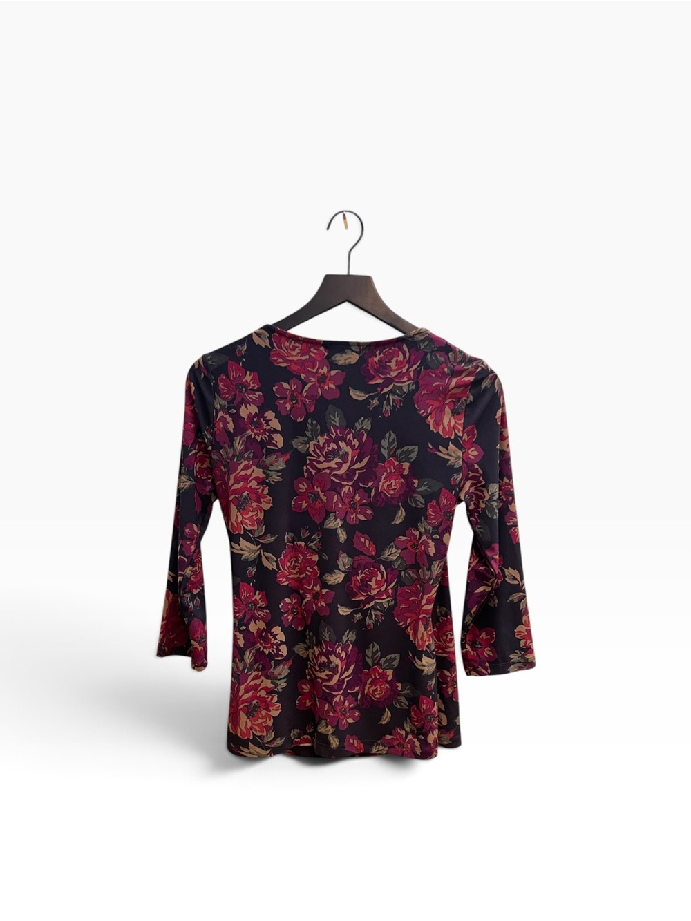 Chaps vintage Floral Surplice Top - Wine Floral size medium - Picture 5 of 10